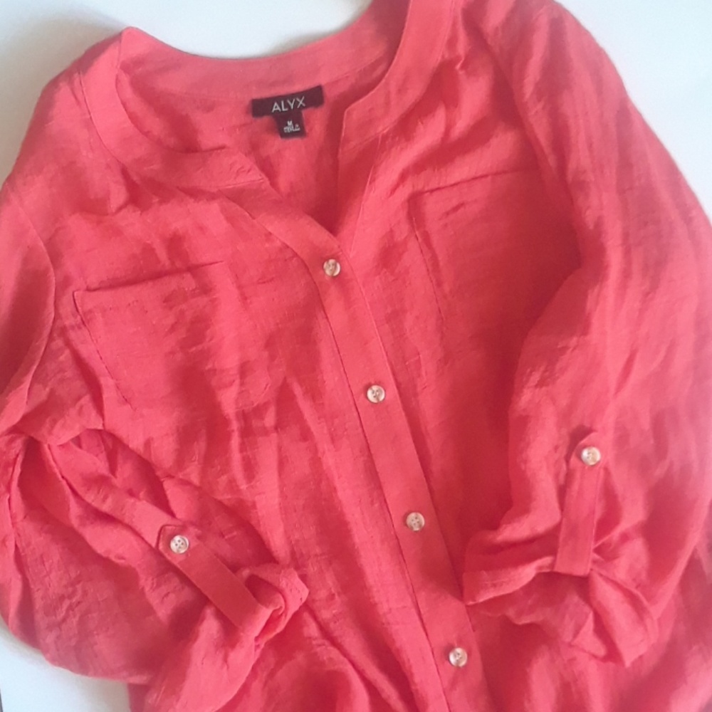 M Peach Button Down Top